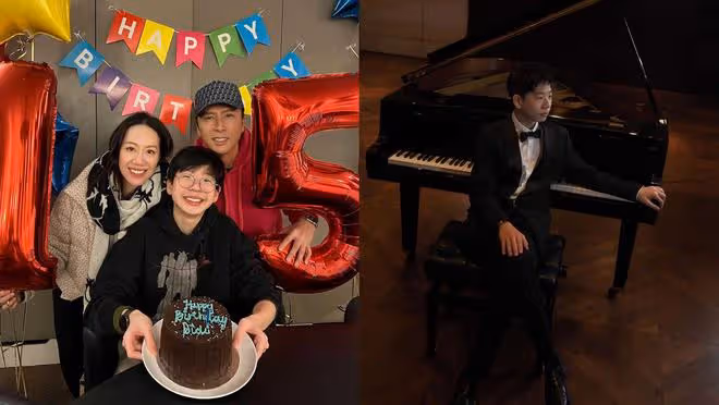 甄子丹汪詩詩陪兒子慶祝生日，15歲的甄濟嘉長相隨媽媽