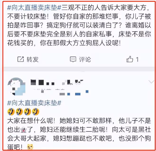 向太陳嵐直播翻車！玩梗汪小菲大S床墊事件，網友：先管好你兒子