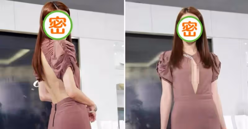 舒淇不愧是性感尤物，穿豆沙粉禮裙，前方「開縫到胃」大秀事業線，盡顯好身材，46歲身材氣質依舊