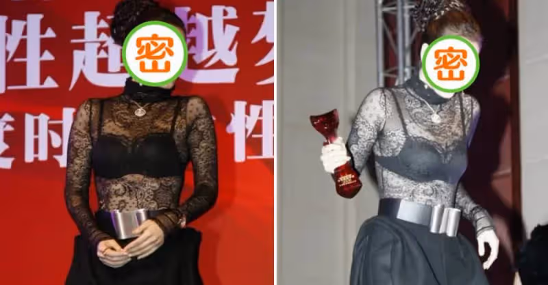 鞏俐不愧是「鞏皇」，透視上衣配花苞短裙張揚又個性，氣場十足，一般人真駕馭不了