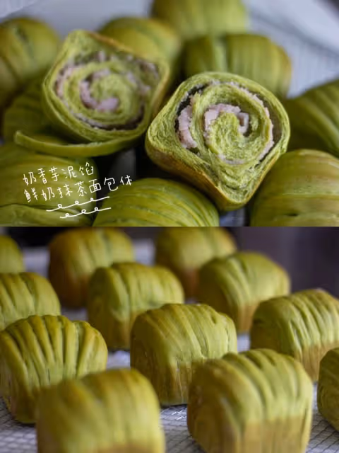 抹茶鮮奶芋泥小吐司🍵鬆軟奶香🌱小清新
