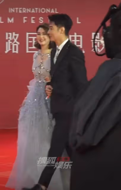 洪欣張丹峰挽手現身紅毯，女方發福法令紋明顯，被嘲貌合神離