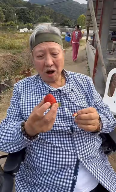 洪金寶慶71歲生日頭髮花白，獲孫子送手繪卡片，58歲妻子罕見出鏡