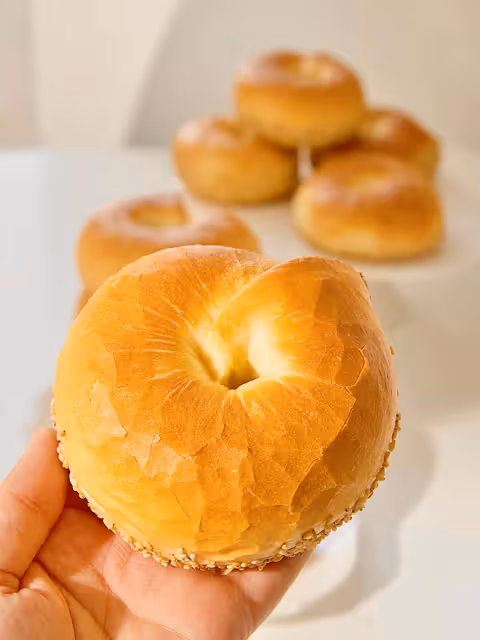 奶鹽芝麻貝果🥯超香der～超快手～發酵時間短～超好吃😋