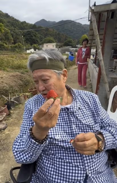 影壇大哥大「坐輪椅大口嗑草莓」慶71歲大壽 「祖孫三人開心同框」網驚:怎麼老好多