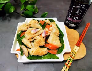 香爆的♨荷蘭豆炒魷魚「減鹽清新可口快手輕食小炒」