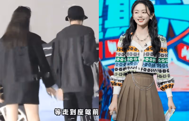 甜！許嵩攜小14歲女友馮禧牽手逛商場，乘扶梯時直接抱成一團