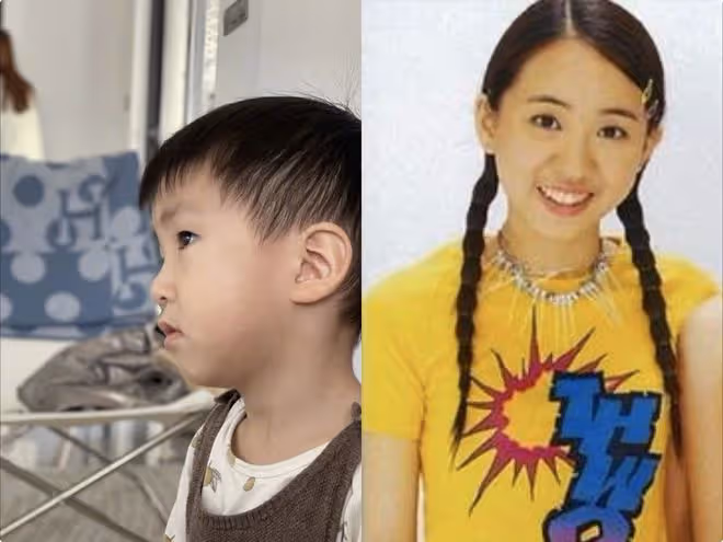 明道曬兒子高清側臉,2歲小小明臉頰圓潤,長得太像媽媽王婷萱