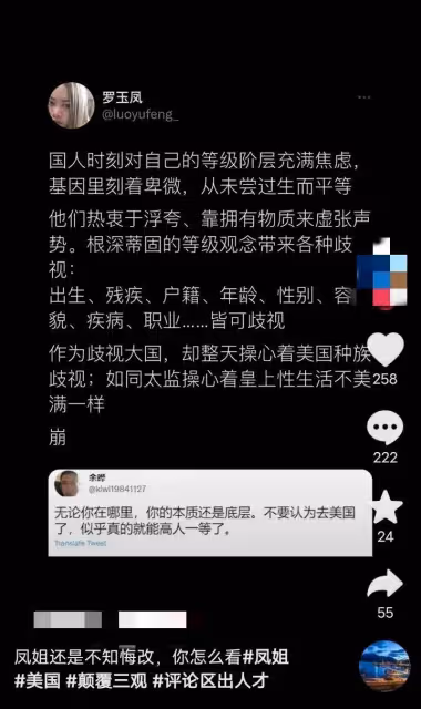 鳳姐:在美國不思悔改,像哲學家一樣諷刺國人,網友說你別回來了