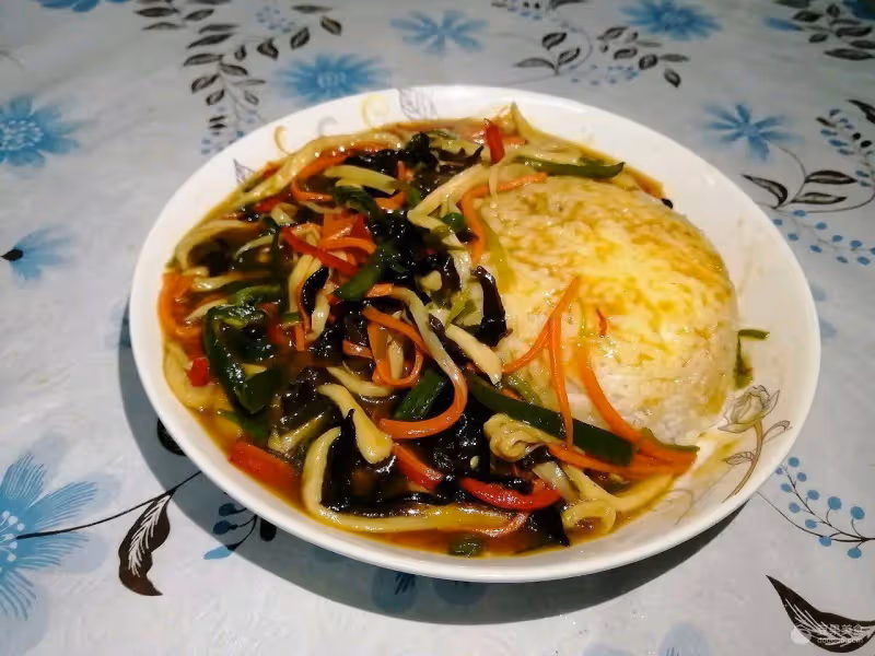 魚香杏鮑菇蓋飯的做法