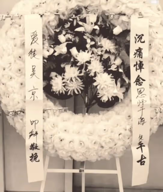 81歲于海下葬!身蓋黨旗,吳京送花圈,雙胞胎兒子墓前磕頭送別