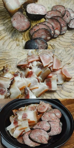 臘肉炒豬血丸子