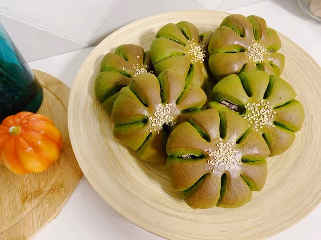 抹茶紅豆沙小麵包