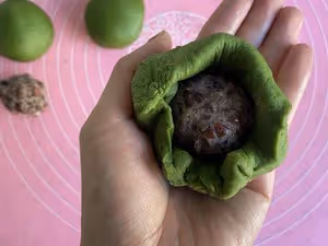 抹茶紅豆沙小麵包