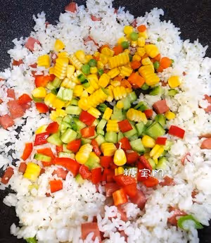 嘿❗️火腿蛋炒飯💯五彩繽紛的顏色🔥