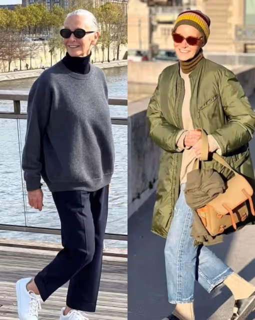 75歲的巴黎奶奶很愛美,不穿高跟鞋不露腿,照樣打扮得洋氣時髦