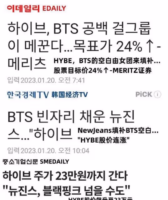 HYBE直言不再依賴BTS,newjeans會填補空白,閔熙珍自稱白手起家