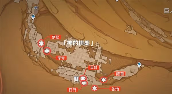 《原神》千壑沙地元能尖碑及聖章石位置