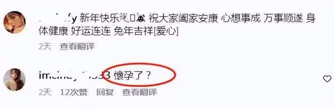 方媛抱兔子送新年祝福，寬鬆小腹像是懷了第三胎，孕相十足