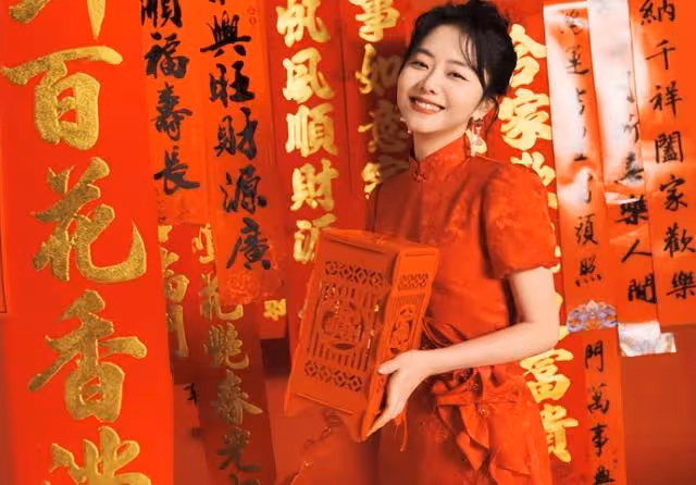 譚松韻曬美照送新春祝福，穿搭喜慶難掩好身材，笑容甜美似初戀
