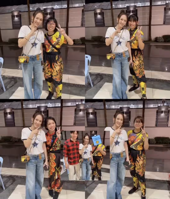 陳喬恩和老公在馬來西亞看舞獅,被工作人員認出,挨個合影有親和力