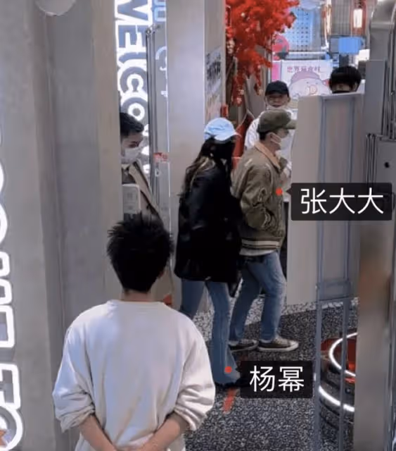 楊冪約張大大游什剎海,戴藍色假髮未被認出,靠對方肩頭不避嫌