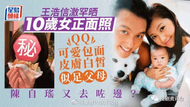 王浩信曬10歲女正面照享溫馨時光!QQ可愛包麵皮膚白皙似足父母