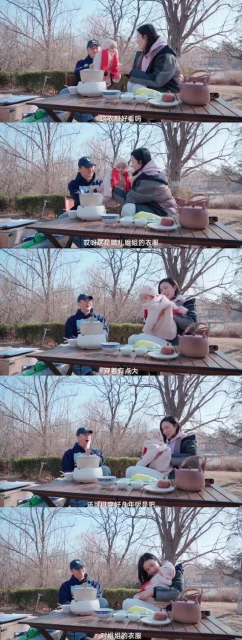 李亞鵬一家觀測立春,女兒穿姐姐李嫣舊衣服,80歲媽媽爬樹身體好