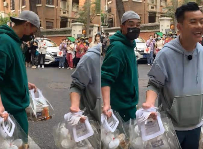陳小春錄節目現身街頭!大方送粉絲免費奶茶餅乾,引路人集體圍觀