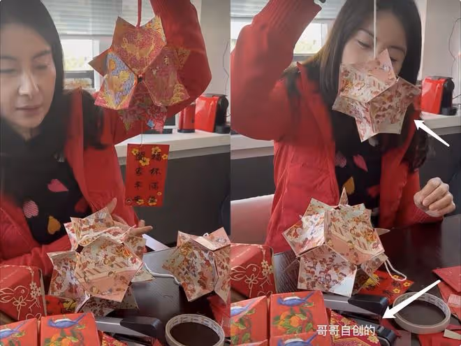 郭晶晶用紅包做燈籠,變廢為寶好節儉,母女對話英文粵語切換自如