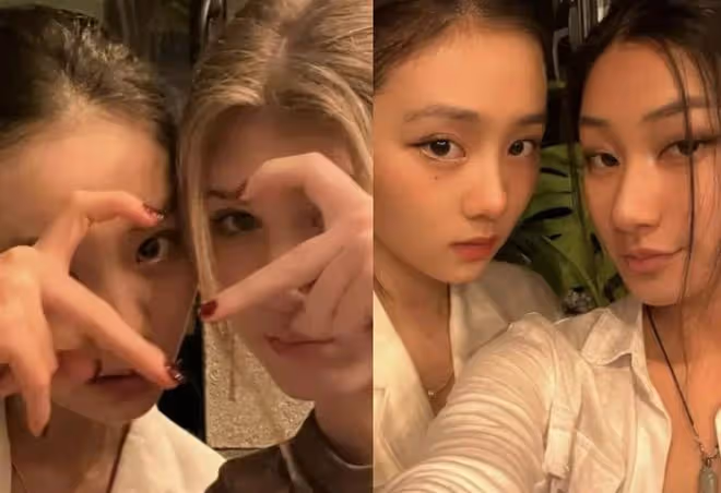 黃磊女兒曬同學合照!16歲仰拍身材露事業線被慫,網友:該訓斥下