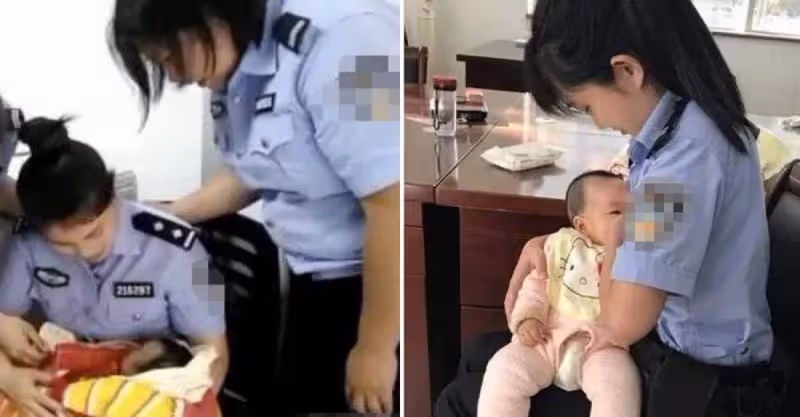 被告媽出庭，寶寶餓到哭，暖法警當眾「解開制服」親喂奶，網友直呼：太有愛心了！