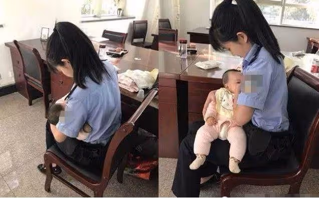 被告媽出庭,寶寶餓到哭,暖法警當眾「解開制服」親喂奶,網友直呼:太有愛心了!