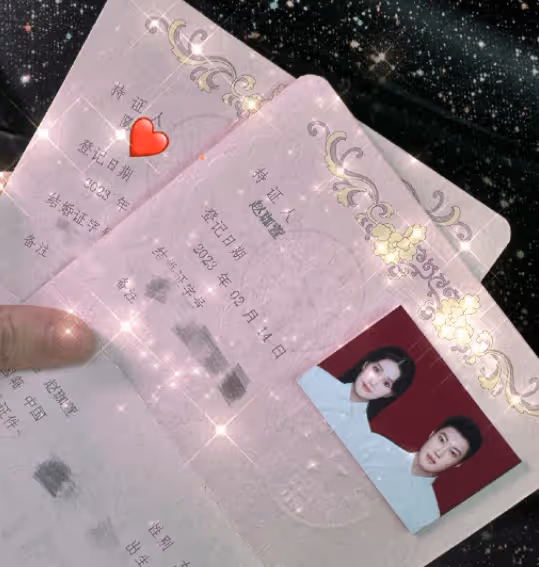 趙本山女兒情人節官宣結婚,曬結婚證隔空表白老公,證件照顯恩愛