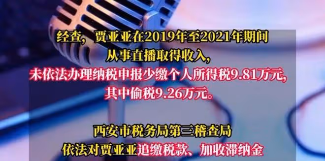 小主播賈亞亞、加嬋嬋涉嫌偷逃稅款被稅務機關處罰