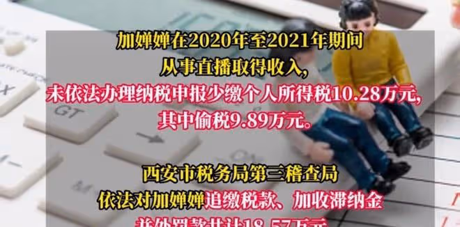 小主播賈亞亞、加嬋嬋涉嫌偷逃稅款被稅務機關處罰