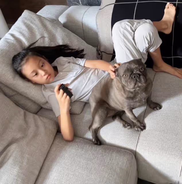 賈乃亮投喂女兒秀父愛，甜馨吃相超豪放，李小璐曬娃畫風截然不同