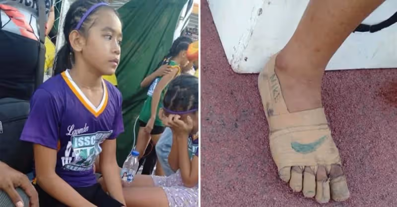 買不起球鞋！11歲女「膠布畫藍勾勾」忍痛奪3金「球鞋廠商得知後」結局讓萬人暖心