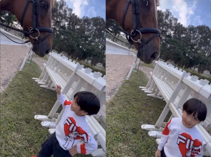 鄭嘉穎為4歲長子慶生，嬌妻陳凱琳膚色暗沉，剛出月子就陪兒子瘋玩
