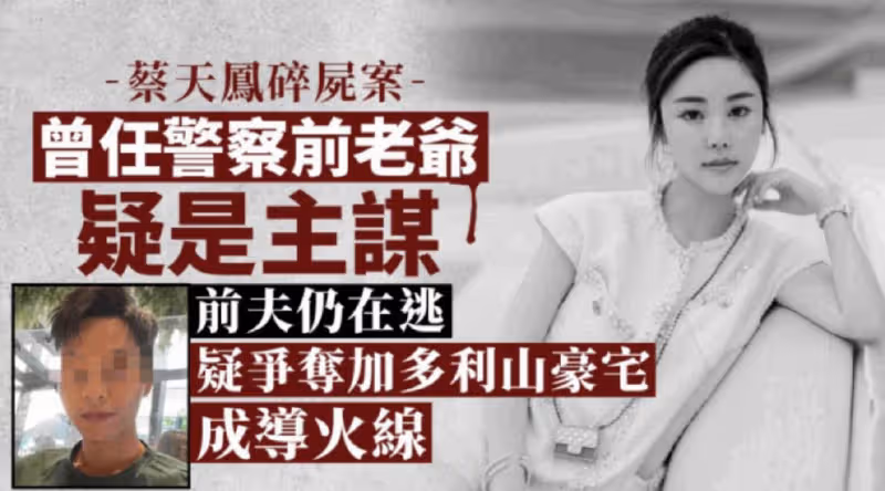 名媛蔡天鳳被殺後續,前警長公公主謀肢解烹屍,在逃前夫樣貌公開