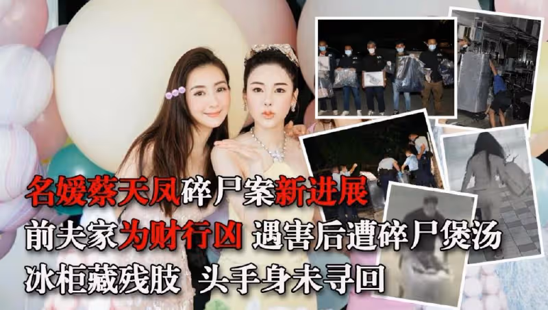 名媛蔡天鳳被殺後續,前警長公公主謀肢解烹屍,在逃前夫樣貌公開