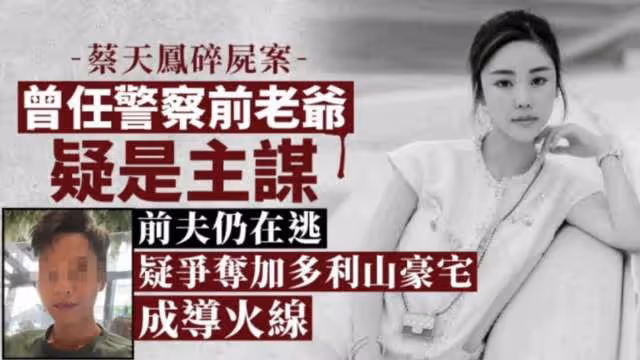 名媛蔡天鳳碎屍案內情曝光，億元家產招殺禍，前夫警長父親成主謀
