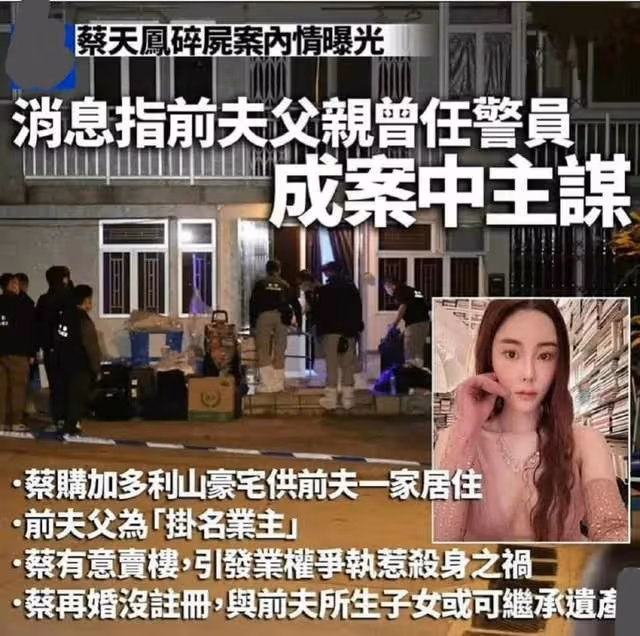 蔡天鳳現任富豪老公承諾會照顧另外倆孩，愛妻被烹屍，他心痛不已