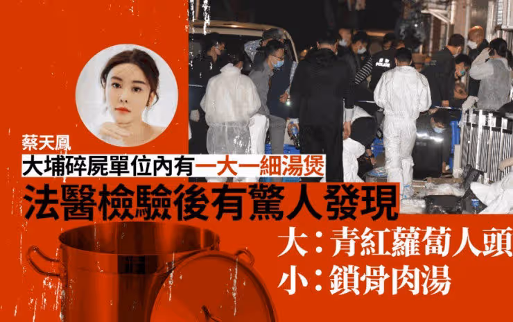 蔡天鳳遭碎屍烹煮慘死，雙手軀幹仍未尋獲，警方檢查頭顱披露死因