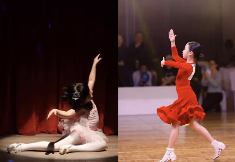 孫儷曬8歲女兒跳拉丁,小花妹妹穿紅裙在台上自信熱舞,天賦異稟
