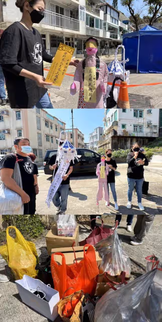 蔡天鳳家人到碎屍現場祭拜,丈夫雙眼紅腫,母親靠女婿懷中痛哭