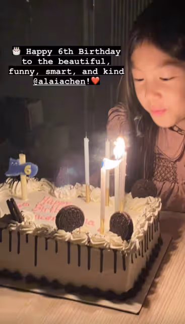 陳冠希為6歲女兒慶生,Alaia神情搞怪鬼馬精靈,長得越來越像爸爸