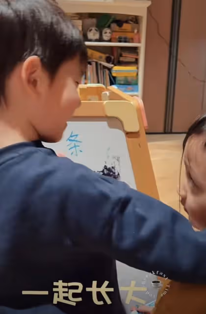 孫莉曬一家五口日常，滿牆書籍很壯觀，黃磊為兒子戴頭盔父愛滿滿