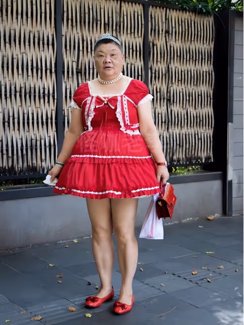 上海50歲公主走紅,長相酷似林允,愛穿洛麗塔,網友直呼:沒眼看