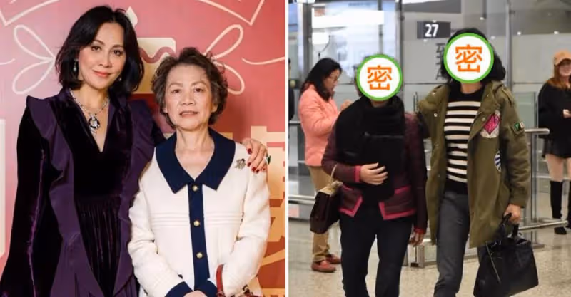 58歲劉嘉玲罕攜媽走機場！77歲媽媽似貴婦，她卻打扮低調似路人：母女倆角色互換